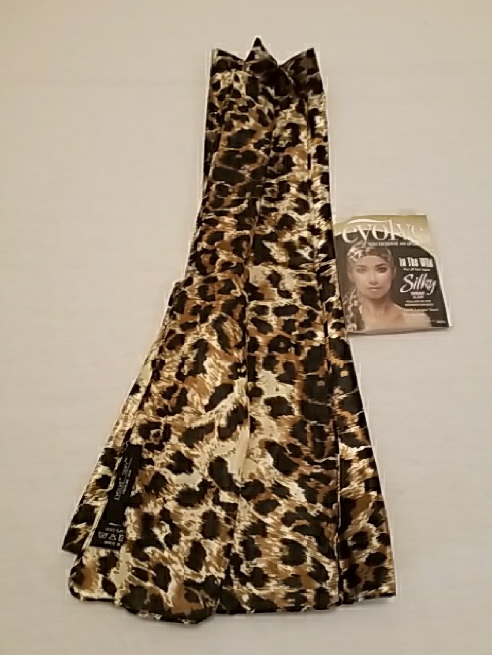 Silky Leopard Print Hair Scarf - Brown/Black